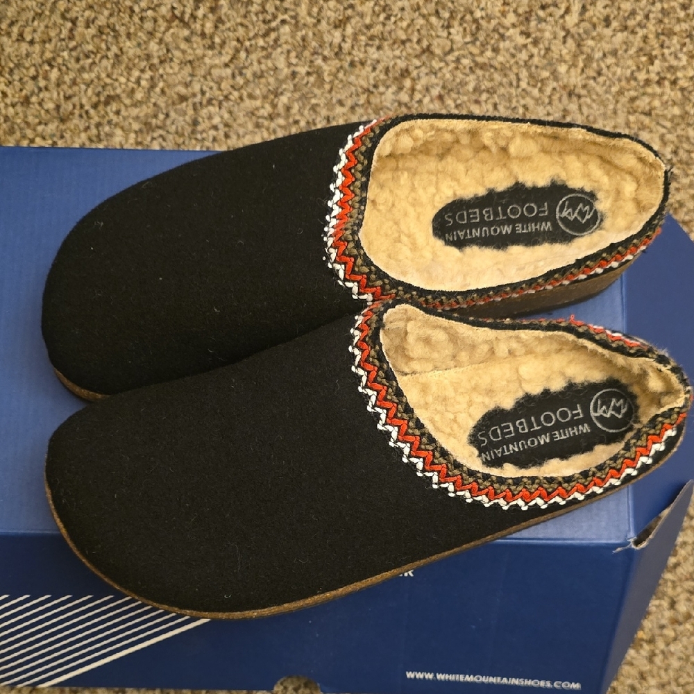 White Mountain Black Clogs  with Colorful Trim